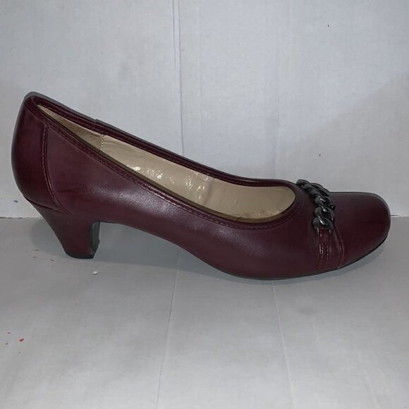 naturalizer N5 comfort US Susy brown slip on heels w/silver tone chain size 7M - Picture 5 of 16